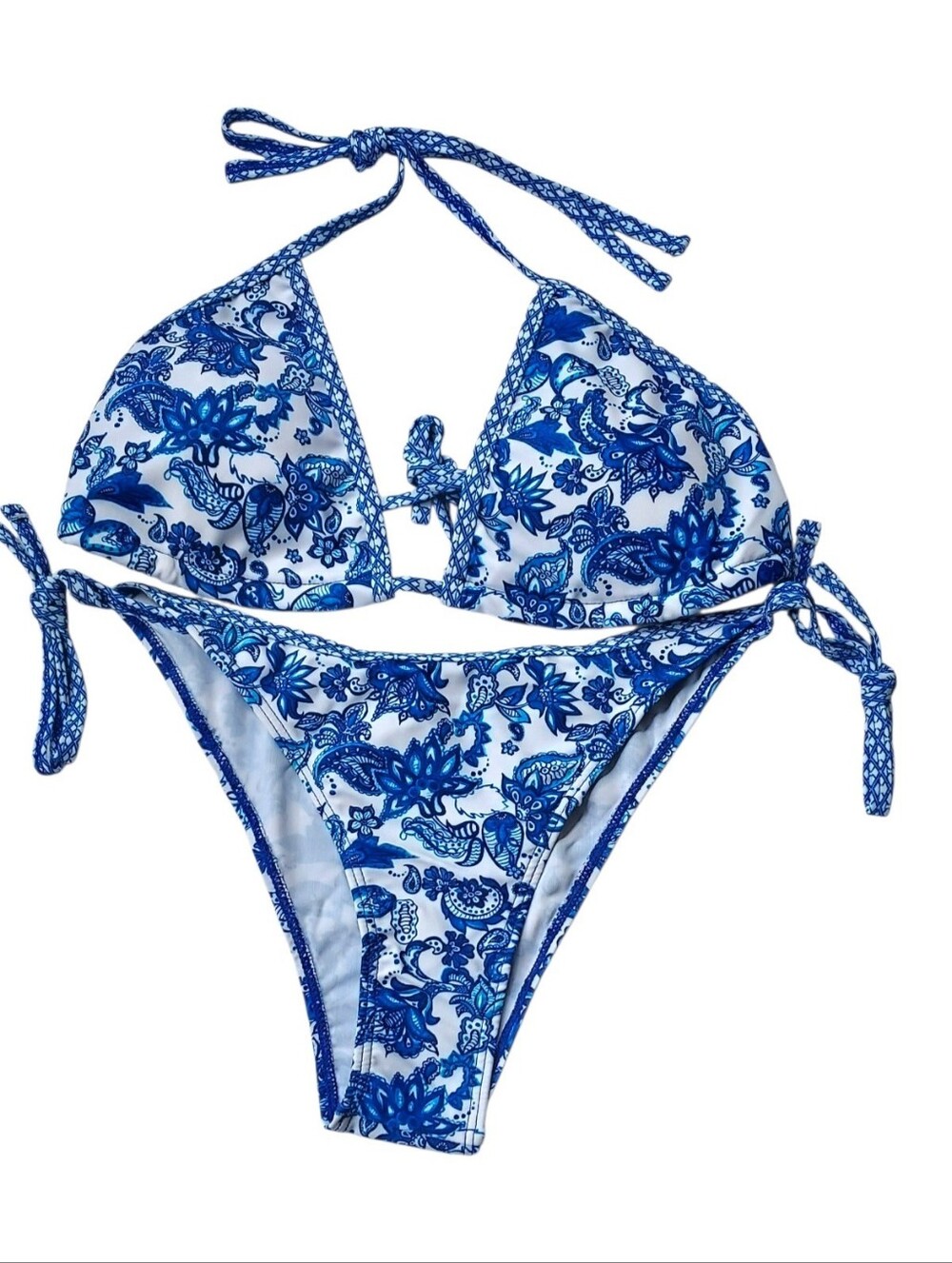 String Bikini Blue Paisley Size Medium NWT